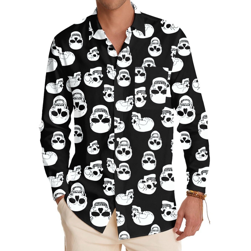Dancing‎ Skeleton Shirt For Men Button Up Shirt (Black XL) New